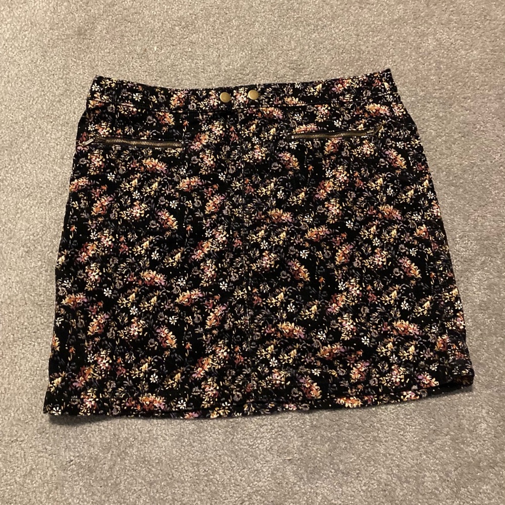 Floral corduroy skirt